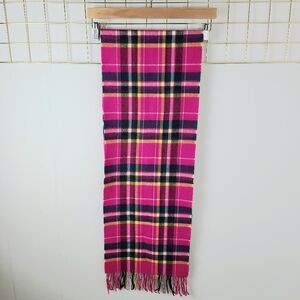 Made in Scotland Pink Blue Plaid Cashmere Scarf